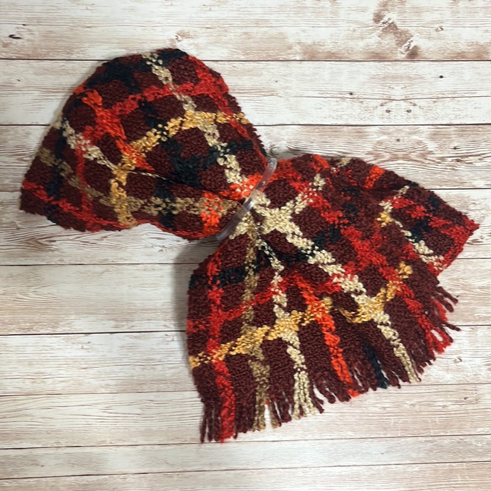 V. Fraas Scarf Maroon Gold Tan Black
